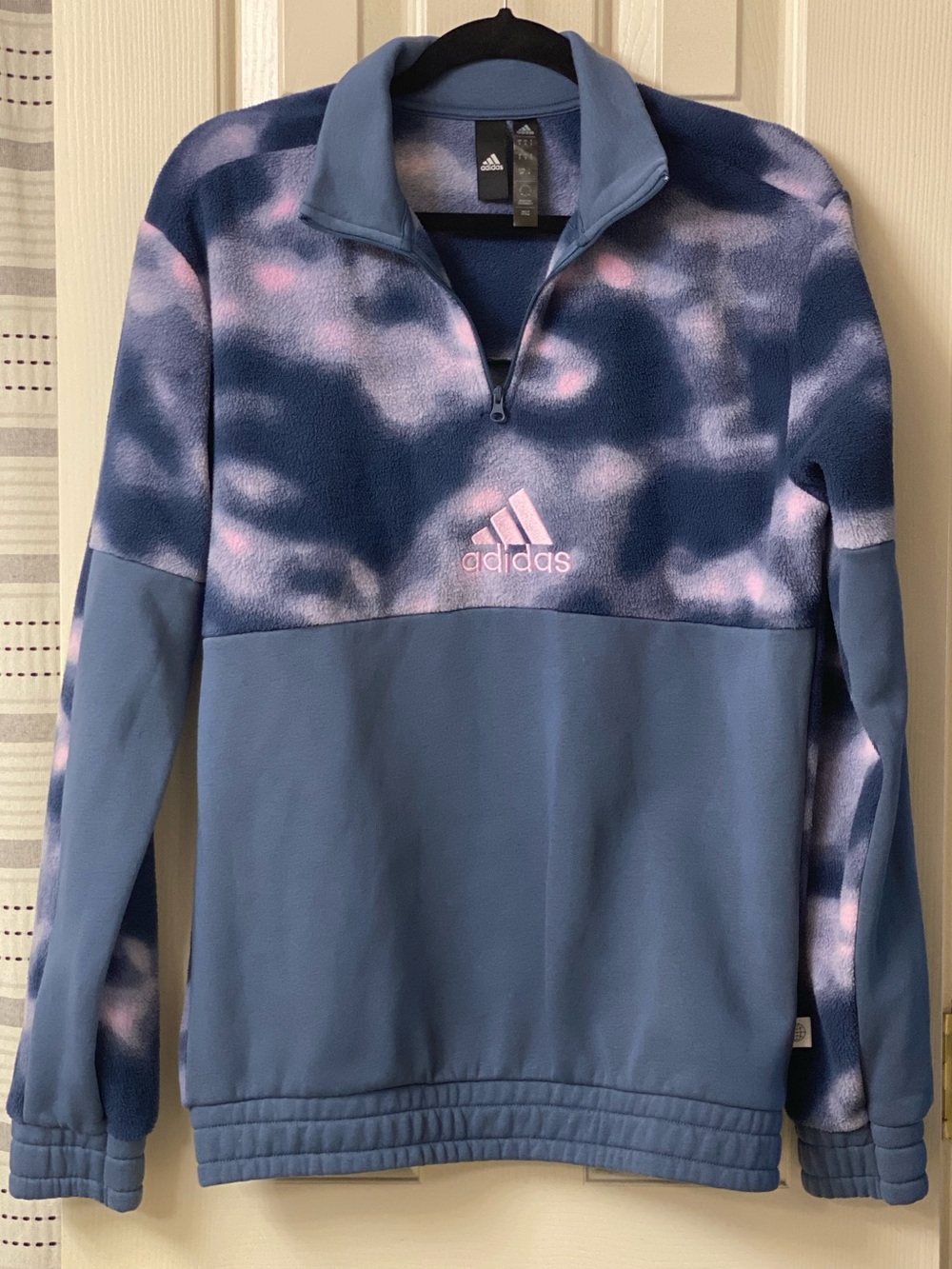 Adidas Polar Fleece Allover Print 1/4 Zip Pullover Jacket Size Small